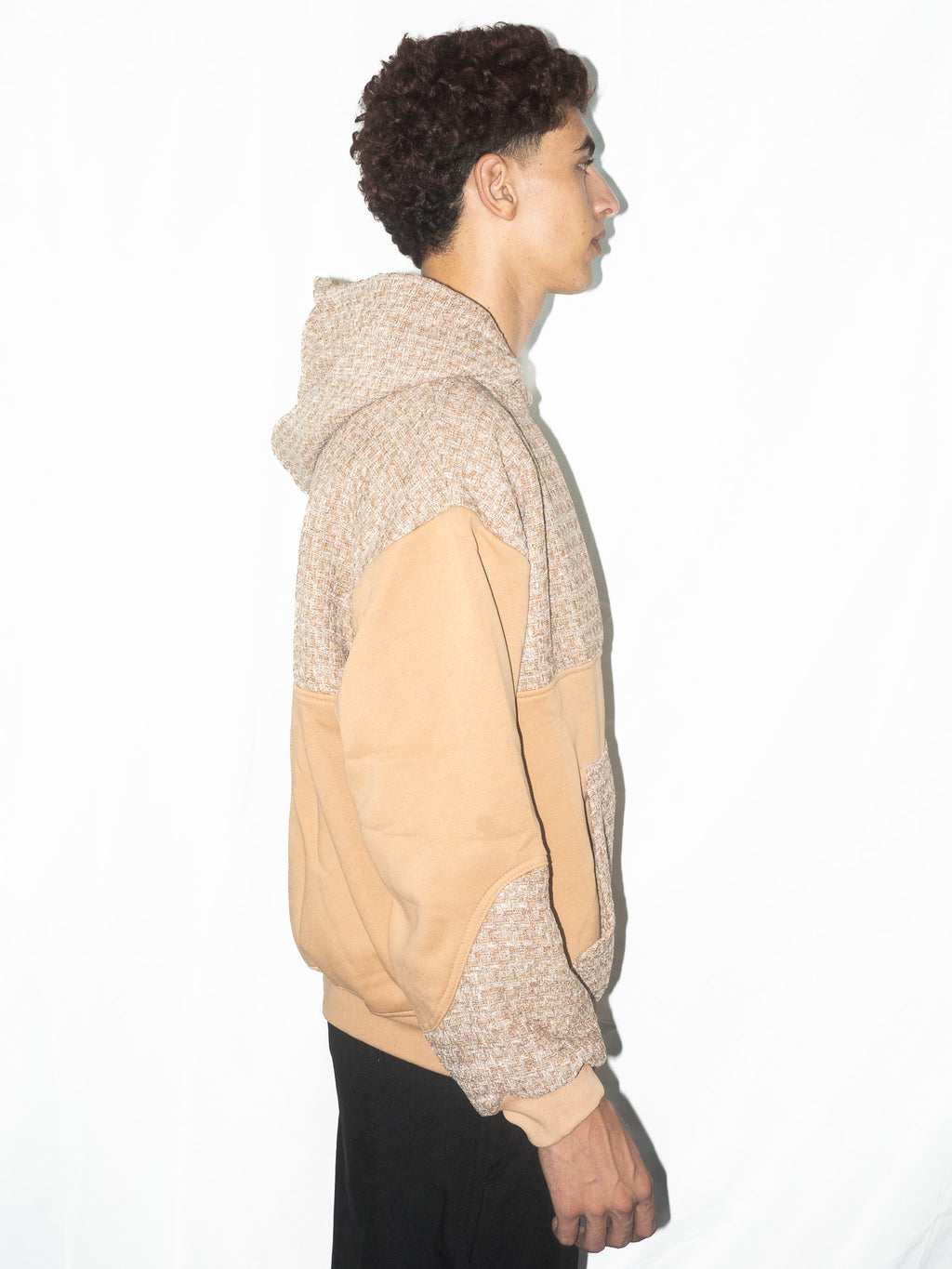 Schwarzer Tweed-Hoodie