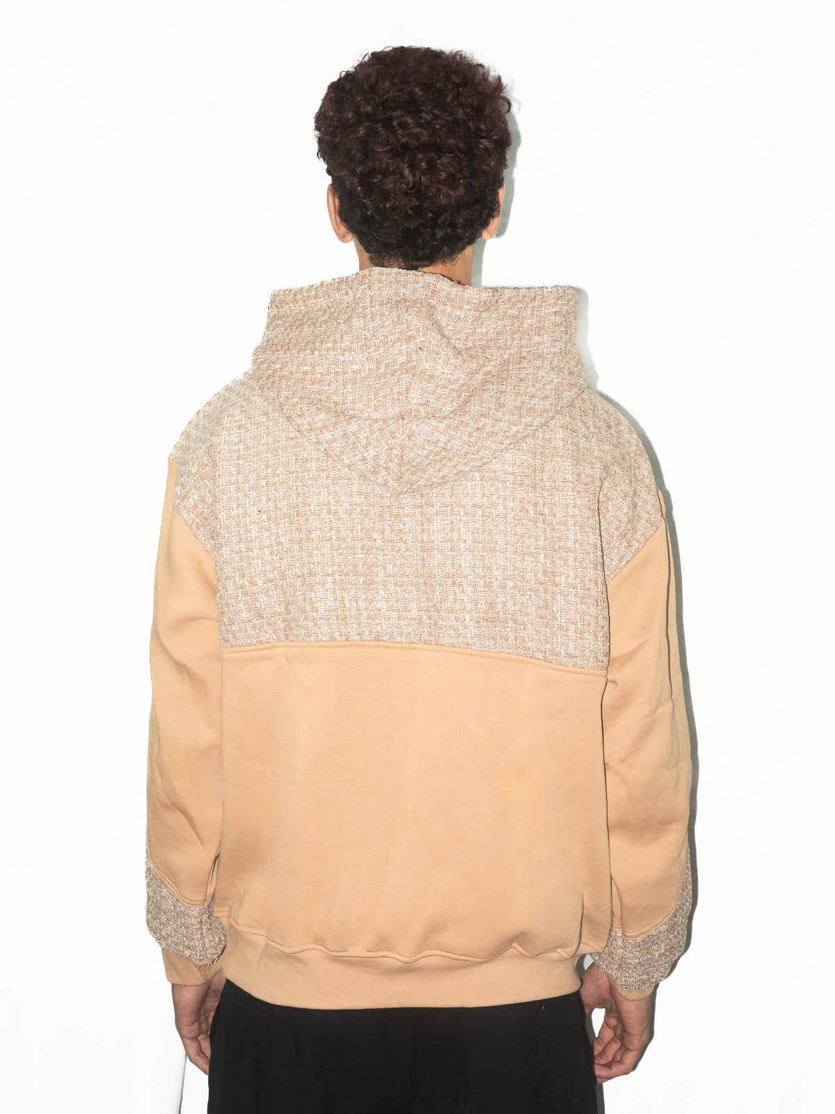 Schwarzer Tweed-Hoodie