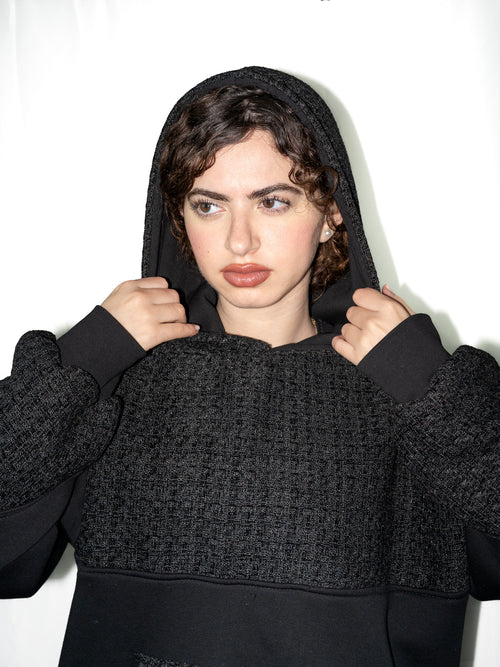 TWEED HOODIE BLACK
