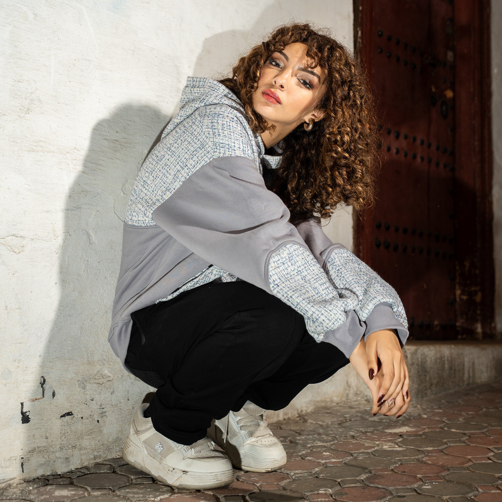 Tweed Hoodie | Urban Grey