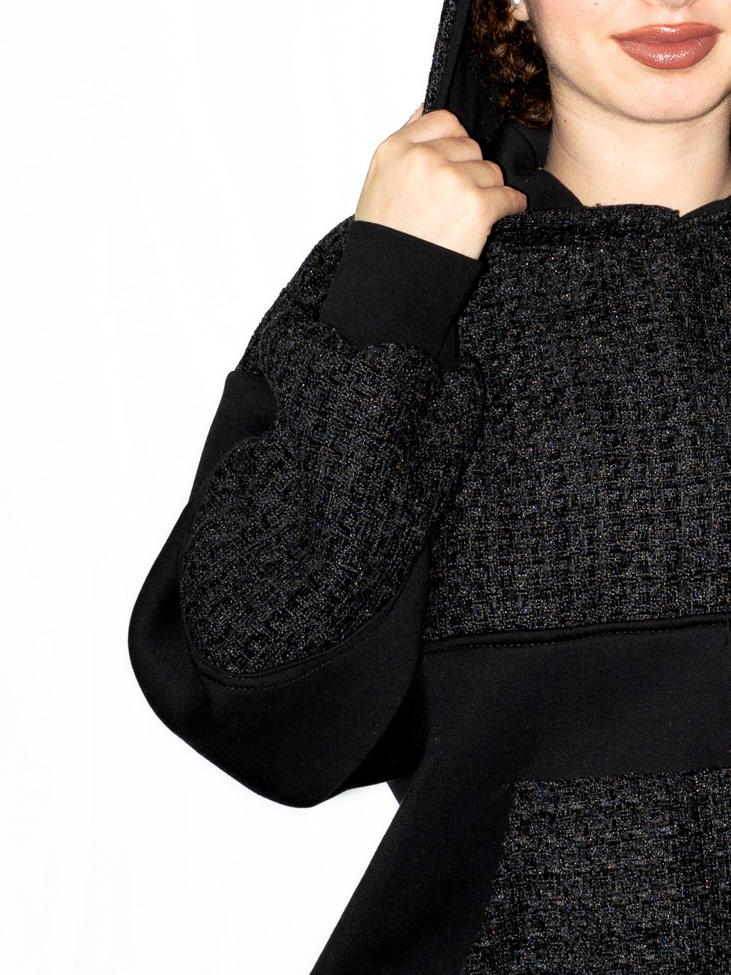 TWEED HOODIE BLACK